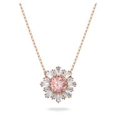 Idyllia pendant, Mixed cuts, Sun, Pink, Rose gold-tone plated - Swarovski, 5642961
