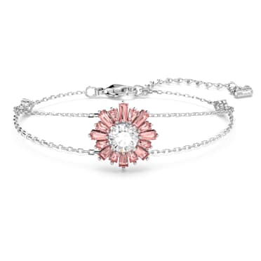 Idyllia bracelet, Mixed cuts, Sun, Pink, Rhodium plated - Swarovski, 5642968