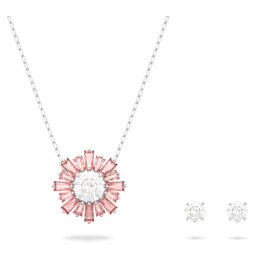 Idyllia set, Mixed cuts, Sun, Pink, Rhodium plated - Swarovski, 5642974