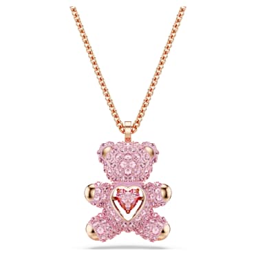 Teddy Kolye, Ayıcık, Pembe, Pembe altın rengi kaplama - Swarovski, 5642976