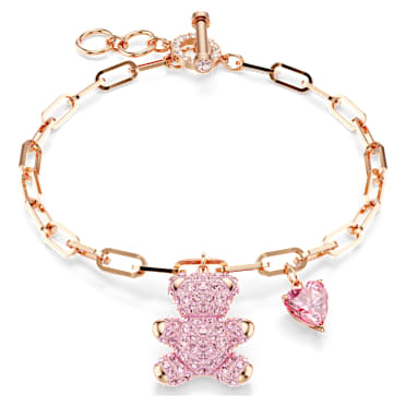 Teddy bracelet, Bear, Pink, Rose gold-tone plated - Swarovski, 5642978