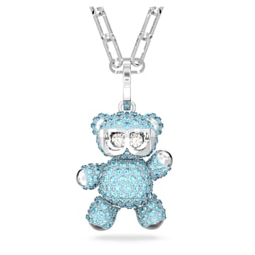 Teddy Anhänger, Bär, Blau, Rhodiniert - Swarovski, 5642979