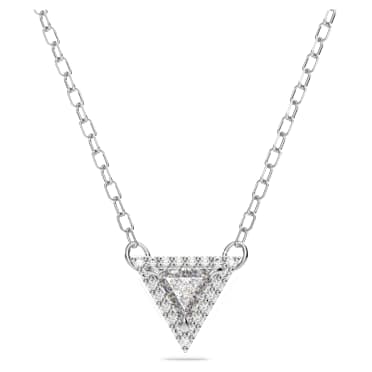 Stilla necklace, Triangle cut, White, Rhodium plated - Swarovski, 5642983