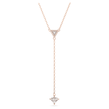 Stilla Y necklace, Triangle cut, White, Rose gold-tone plated - Swarovski, 5642984