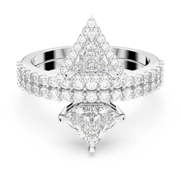 Stilla ring, Mixed cuts, White, Rhodium plated - Swarovski, 5642986