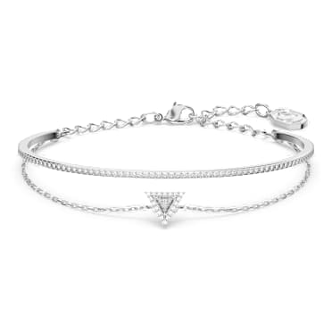 Ortyx bracelet, Triangle cut, Pavé, White, Rhodium plated - Swarovski, 5643731