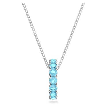 Exalta pendant, Round cut, Blue, Rhodium plated - Swarovski, 5643754