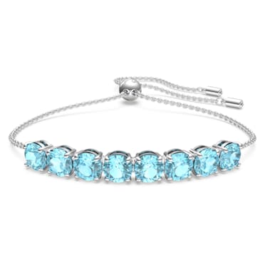 Exalta bracelet, Round cut, Blue, Rhodium plated - Swarovski, 5643755