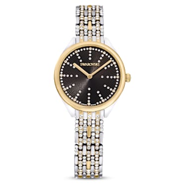 Ročna ura Attract, Izdelano v Švici, Pavé, Kovinska zapestnica, Črna, Prevleka iz mešanih kovin - Swarovski, 5644056