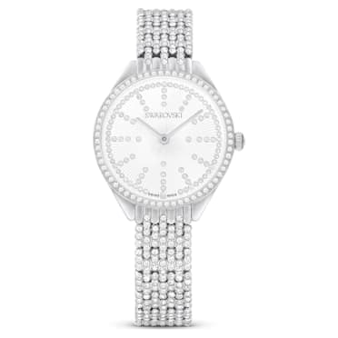 Attract watch, Swiss Made, Full pavé, Metal bracelet, Silver Tone, Stainless steel - Swarovski, 5644062