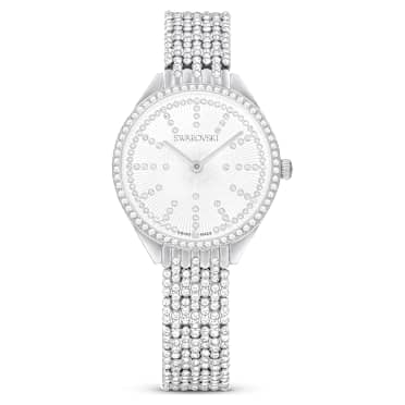 Montre Attract, Fabriqué en Suisse, Entièrement pavé, Bracelet en cristal, Ton argenté, Acier inoxydable - Swarovski, 5644062