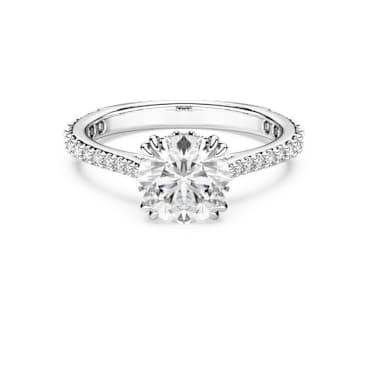 Stilla Cocktailring, Rundschliff, Pavé, Weiß, Rhodiniert - Swarovski, 5645250