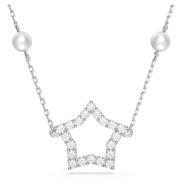 Stella Halskette, Stern, Weiß, Rhodiniert - Swarovski, 5645379