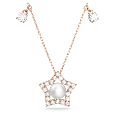 Stella Halskette, Verschiedene Schliffe, Stern, Weiß, Roségold-Legierungsschicht - Swarovski, 5645382