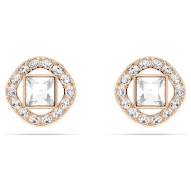 Una Angelic Ohrstecker, Kissenschliff, Weiß, 18K Roségoldbeschichtet - Swarovski, 5646716