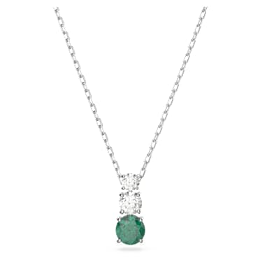 Stilla Attract pendant, Green, Rhodium plated - Swarovski, 5646717
