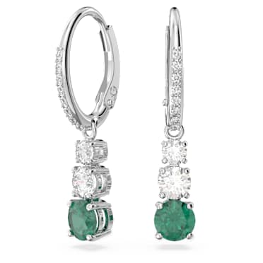 Stilla Attract Drop-Ohrhänger, Rundschliff, Grün, Rhodiniert - Swarovski, 5646718