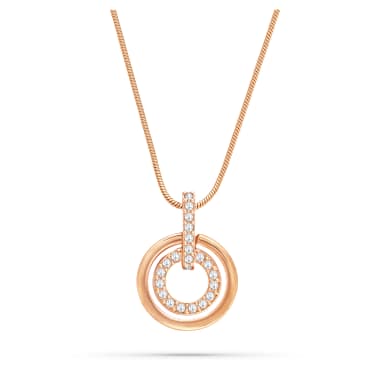 Circle Kolye, Yuvarlak şekil, Beyaz, Pembe altın rengi kaplama - Swarovski, 5646721