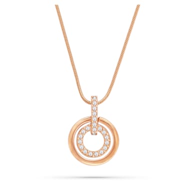 Circle pendant, Round shape, White, Rose gold-tone plated - Swarovski, 5646721