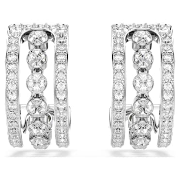 Hyperbola Kreolörhängen, Vit, Rodiumpläterad - Swarovski, 5646725