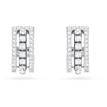 Hyperbola Kreolen, Weiß, Rhodiniert - Swarovski, 5646725