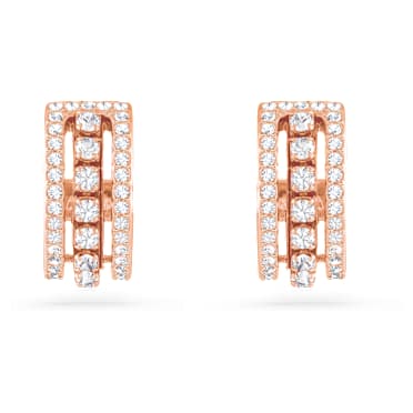 Hyperbola halka küpeler, Beyaz, Pembe altın rengi kaplama - Swarovski, 5646726
