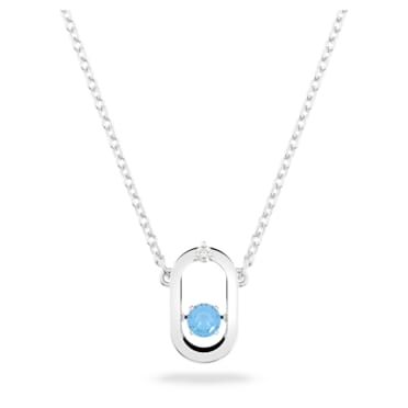 Swarovski Sparkling Dance necklace, Round cut, Oval shape, Blue, Rhodium plated - Swarovski, 5646731