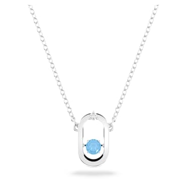 Una necklace, Round cut, Oval shape, Blue, Rhodium plated - Swarovski, 5646731