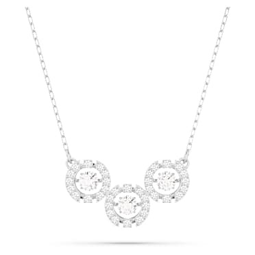 Una Kolye, Yuvarlak kesim, Beyaz, Rodyum kaplama - Swarovski, 5646732