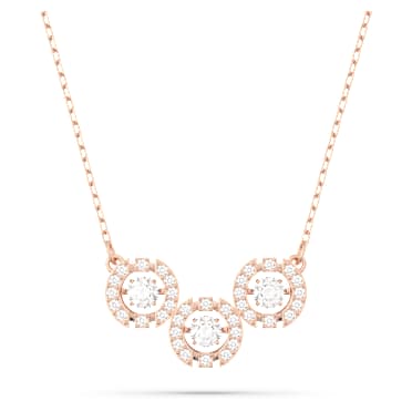 Swarovski Sparkling Dance Trilogy 項鏈, 圓形切割, 白色, 鍍玫瑰金色調 - Swarovski, 5646734