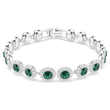 Angelic bracelet, Round cut, Pavé, Medium, Green, Rhodium plated - Swarovski, 5646735