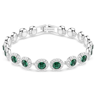 Bracelet Tennis Una Angelic, Taille ronde, Pavé, Medium, Vert, Métal rhodié - Swarovski, 5646735