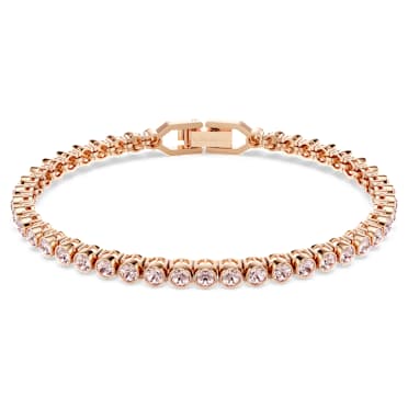 Imber Tennis bracelet, Round cut, Pink, Rose gold-tone plated - Swarovski, 5646736