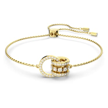 สร้อยข้อมือ Hyperbola, ห่วงแบบประสานกัน, ขาว, เคลือบโทนสีทอง - Swarovski, 5646737