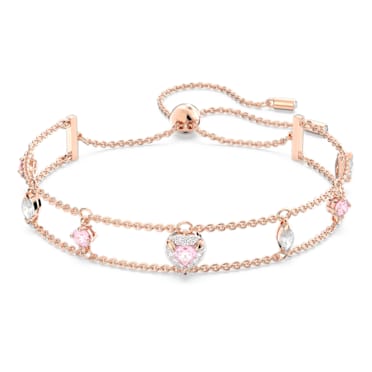 Bracelet One, Tailles variées, Cœur, Rose, Placage de ton or rosé - Swarovski, 5646747