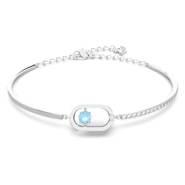 สร้อยข้อมือ Una, เจียระไนแบบกลม ทรงวงรี, น้ำเงิน, เคลือบโรเดียม - Swarovski, 5646749