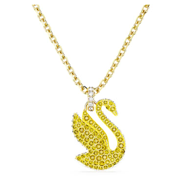 Swan pendant, Swan, Medium, Yellow, Gold-tone plated - Swarovski, 5647553
