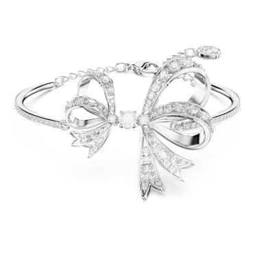 Volta 뱅글, 리본, 화이트, 로듐 플래팅 - Swarovski, 5647563