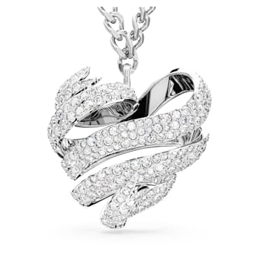 Hyperbola ペンダント, ハート, 大, ホワイト, ロジウム・プレーティング - Swarovski, 5647578