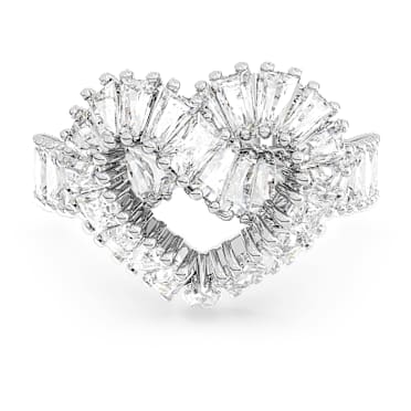 Anel Matrix, Combinação de lapidações, Coração, Branco, Lacado a ródio - Swarovski, 5647590