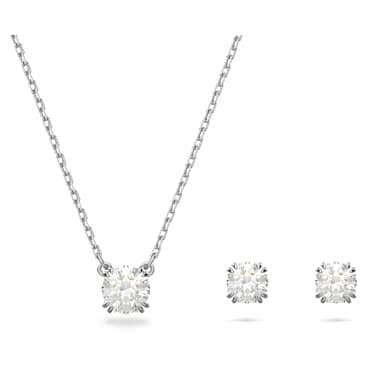 เซ็ต Stilla, เจียระไนทรงกลม, เขียว, เคลือบโรเดียม - Swarovski, 5647663