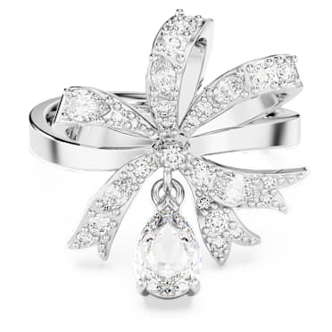 Pierścionek koktajlowy Volta, Kokarda, Biały, Powłoka z rodu - Swarovski, 5647722