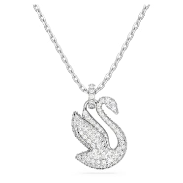 Μενταγιόν Swarovski Iconic Swan, Κύκνος, Mεσαίο, Λευκό, Επιμετάλλωση ροδίου - Swarovski, 5647872