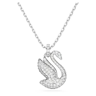 Swan 鏈墜, 天鵝, 中碼, 白色, 鍍白金色 - Swarovski, 5647872