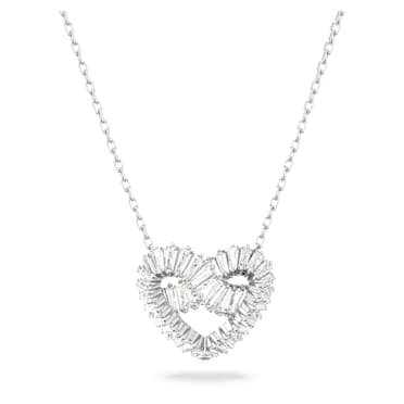 Colgante Matrix, Tallas mixtas, Corazón, Blanco, Baño de rodio - Swarovski, 5647924