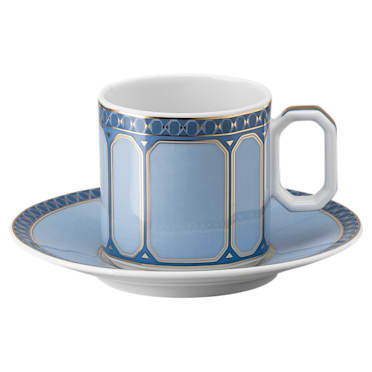Taza de espresso con platillo Signum, Porcelana, Azul - Swarovski, 5648501