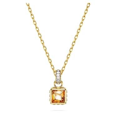 Pendente Chroma, Taglio squadrato, Giallo, Placcato color oro - Swarovski, 5648749