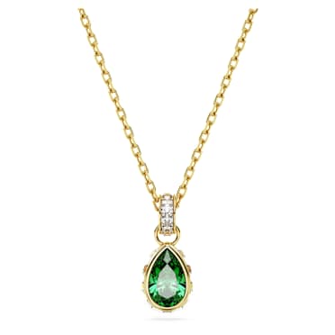 クリスタルをあしらったグリーンネックレス（メンズ・レディース