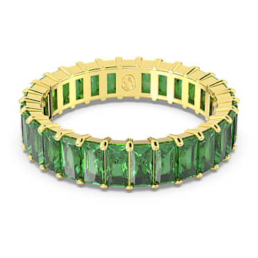 แหวน Matrix, เจียระไนทรง Baguette, เขียว, เคลือบโทนสีทอง - Swarovski, 5648909