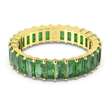 Matrix gyűrű, Baguette metszés, Zöld, Aranytónusú bevonattal - Swarovski, 5648911